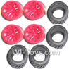 Subotech BG1505 Big Wheel Hub and Trire Lether(Each 4pcs)-Red