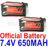 Subotech BG1520 Battery Parts-Official 7.4V 650MAH Battery(2pcs)-DLS002