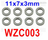 Subotech BG1525 Ball bearing. WZC003 . 11X7X3MM.