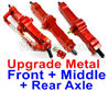 WPL B-36 B36 URAL-4360 Spare Parts-06-13 Upgrade Metal Front axle+Upgrade Metal Middle axle+Upgrade Metal Rear axle-Red Color,WPL B-36 B36 RC Car Parts,WPL Parts,WPL B-36 B36 RC Military Truck Spare parts Accessories,WPL 6X6 1:16 Off-road Truck Parts