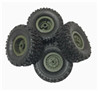 WPL B-16 B16 Parts-02-00 Official Tire Lether(4pcs)+ Official wheel hub(4pcs)-Green