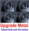 WPL C14 C-14 Hercules Parts-02-11 Upgrade Metal wheel hub and Tire lether(4 set)-BlackWPL C14 C-14 RC Car Parts,WPL Hercules Parts,WPL C14 C-14 RC Military Truck Spare parts Accessories,WPL 4X4 1:16 Off-road Truck Parts