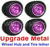 WPL C14 C-14 Hercules Parts-02-15 Upgrade Metal wheel hub and Tire lether(4 set)-PurpleWPL C14 C-14 RC Car Parts,WPL Hercules Parts,WPL C14 C-14 RC Military Truck Spare parts Accessories,WPL 4X4 1:16 Off-road Truck Parts