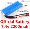 Wltoys 104001 RC Battery 7.4v 2200mah battery with T-shape plug.