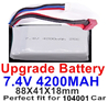 Wltoys 104001 Upgrade 4200mah battery,,Upgrade 7.4V 3000mah LiPo RC Battery