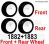 Wltoys 104001 Wheel Set. It Include the Front and Rear Wheel.Total 4 Set. 104001.1882 + 104001.1883.