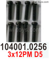 Wltoys 104001 Screws. 12401.0256. Size 3x12PM D5. Phillips countersunk head machine screws.