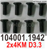 Wltoys 104001 Screws.104001.1942. Size:2x4KM D3.3. Phillips countersunk head machine screws.