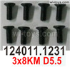 Wltoys 104001 Screws. 124011.1231. Size:3x8KM D5.5. Phillips countersunk head machine screws