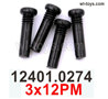Wltoys 104019 Screws Parts 12401.0274 3x12PM Cross round head Screws with upper half tooth machine wire.