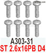 Wltoys 104019 Screws Parts A303-31 ST 2.6x16PB D4 Phillips round head self-tapping screws.