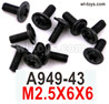 Wltoys 104019 Screws Parts A949-43 M2.5X6X6 Phillips pan head machine screw with media.