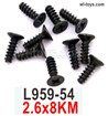 Wltoys 104019 Screws Parts L959-54 2.6x8KM Phillips Countersunk Head Self-Tapping Screws.