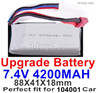 Wltoys 104072 Upgrade Battery Parts 7.4v 4200mah Lipo battery with T-shape plug.Run more time and more power.