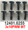 Wltoys 104072 Screws Parts Phillips pan head with intermediary machine screws-12401.0255-3x10PWM W7.Total 8pcs.