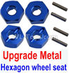 Wltoys 10428-C2 K949-12 Upgrade Metal 12MM Hexagon wheel seat,Tire adapter(4pcs)-Dark Blue