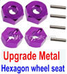 Wltoys 10428-C2 K949-12 Upgrade Metal 12MM Hexagon wheel seat,Tire adapter(4pcs)-Purple
