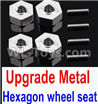 Wltoys 10428-C2 K949-12 Upgrade Metal 12MM Hexagon wheel seat,Tire adapter(4pcs)-Silver