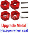 Wltoys 10428-A Upgrade Metal 12MM Hexagon wheel seat,Tire adapter(4pcs)-Red