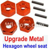 Wltoys 10428-A Upgrade Metal 12MM Hexagon wheel seat,Tire adapter(4pcs)-Orange