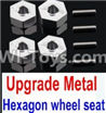 Wltoys 10428-A Upgrade Metal 12MM Hexagon wheel seat,Tire adapter(4pcs)-Silver