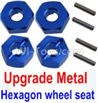 Wltoys 10428-B Upgrade Metal 12MM Hexagon wheel seat,Tire adapter(4pcs)-Dark Blue
