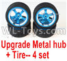 Wltoys 124019 Upgrade Metal wheel hub+ Tire-4 set