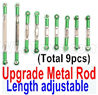 Wltoys 12428 Upgrade Parts-Metal Rod(Length adjustable)-9pcs-Green.