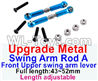 JJRC Q46 Upgrade Metal Swing arm Rod A Parts,Front upper swing arm lever Parts(2pcs)-Blue(Full length-43-52mm)-Length adjustable