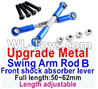 JJRC Q46 Upgrade Metal Swing arm Rod B Parts,Front shock absorber lever Parts(2pcs)-Dark Blue-(Full length-50-62mm)-Length adjustable