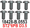 Wltoys 144001 Screws-Cross Pan head tooth screws-ST2X6PB-8pcs-18428-B.0553