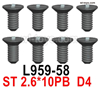 Wltoys 144002 Screws Parts-L959-58 Screws. ST 2.6x10PB D4.Total 8pcs.