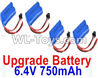 Wltoys 18404 Upgrade 6.4V 750mAh battery(4pcs)-52X32X16mm