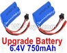 Wltoys 18405 Upgrade RC Batteries,6.4V 750mAh battery(2pcs)-52X32X16mm