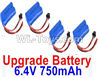 Wltoys 18405 Upgrade 6.4V 750mAh battery(4pcs)-52X32X16mm