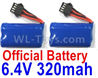 Wltoys 18628 life battery pack,Lipo Battery,6.4V 320mAh Battery(2pcs)-18628-0679