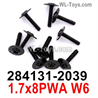 Wltoys 284010 Accessories 284131.2039 Screws.1.7x8PWA W6. Round head machine screw with medium.Total 10pcs.
