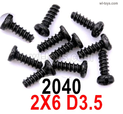 Wltoys 284131 Screws.2040 Screws 2X6 D3.5.Phillips round head tapping screws.