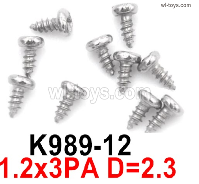 Wltoys 284131 Screws.K989-12 Screws.1.2x3PA D=2.3 screw set.