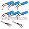 Wltoys A232 A242 A252 RC Batteries Packs,7.4v 500mah battery(6pcs) & Upgrade 1-to-3 conversion Charging cable(2pcs)