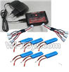 Wltoys A232 A242 A252 Upgrade charger and Balance charger & battery(6pcs) & Upgrade 1-to-3 wire(2pcs)