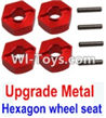 Wltoys 10428 Upgrade Parts-Upgrade Metal 12MM Hexagon wheel seat,Tire adapter(4pcs)-Red-K949-12,Wltoys 10428 RC Car Parts,High speed 1:10 Scale 4wd,10428 Electric Power On Road Drift Racing Truck Car Parts