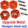 Wltoys 10428 Upgrade Parts-Upgrade Metal 12MM Hexagon wheel seat,Tire adapter(4pcs)-Orange-K949-12,Wltoys 10428 RC Car Parts,High speed 1:10 Scale 4wd,10428 Electric Power On Road Drift Racing Truck Car Parts