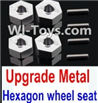 Wltoys 10428 Upgrade Parts-Upgrade Metal 12MM Hexagon wheel seat,Tire adapter(4pcs)-Silver-K949-12,Wltoys 10428 RC Car Parts,High speed 1:10 Scale 4wd,10428 Electric Power On Road Drift Racing Truck Car Parts