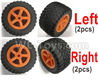 Wltoys L209 Spare Parts-21-01 1549 Left and Right Wheel unit(4 Set,2 left+2 Right)-Orange,Wltoys L209 Rc Car Spare Parts Replacement Accessories,1:10 L209 RC Racing Car Trcuk parts