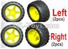 Wltoys L229 Spare Parts-11-01 1565+1566 Left and Right Wheel unit(4 Set,2 left+2 Right)-Red,Wltoys L229 Rc Car Spare Parts Replacement Accessories,1:10 L229 RC Racing Car Trcuk parts