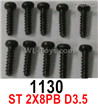 Wltoys 16800 1130 Screws. ST 2x8PB D3.5. Total 10pcs. Cross Round head machine screws.