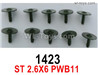Wltoys 16800 1423 Screws. ST 2.6x6PWB11. Total 10pcs. Round head Self-tapping screws with Media Cap.