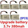 Subotech S660 Spare Parts-21 Upgrade Battery 3.7v 380mah 25C(Size-3.9X2X0.7CM)-5pcs,Subotech S660 RC Quadcopter Spare Parts Accessories,Subotech S660 RC  Drone Replacement Parts