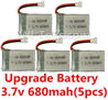 JJRC H5 H5C Parts-45 Upgrade 3.7v 680mah battery(5pcs) For JJRC H5C Quadcopter parts,H5C Drone Parts